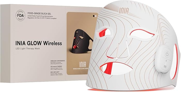 INIA Red Light Therapy Mask for Face, Glow Wireless LED Face Mask Light Therapy with Near-Infrare... | Amazon (US)