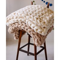 Chunky Knit Blanket, Throw, Bulky Wool Bohemian Home Decor, Gift For Her | Etsy (US)