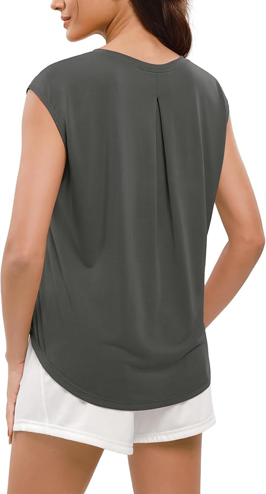 ODODOS Modal Soft Sleeveless Shirts for Women Crew Neck Yoga Tee Summer Flowy Workout Tank Tops | Amazon (US)