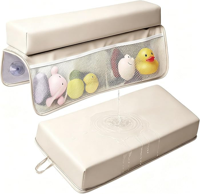 Baby Waterproof Vegan Leather Bath Kneeler and Elbow Rest Pad Set | Amazon (US)