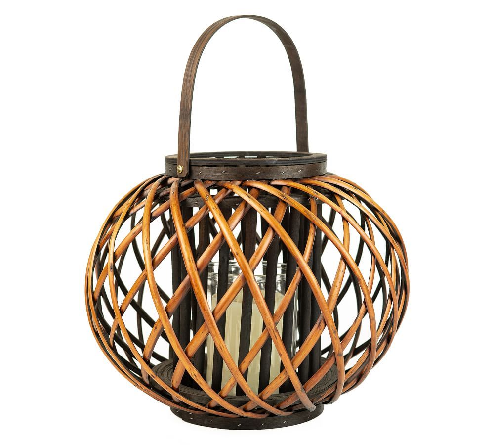 Round Willow Lantern With Wooden Handle | Pottery Barn (US)