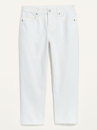 High-Waisted Slouchy Straight Cropped Non-Stretch White Jeans for Women | Old Navy (US)