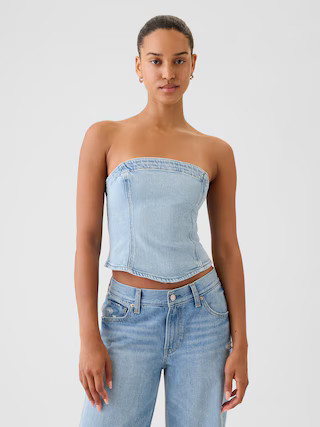 Strapless Denim Cropped Top | Gap (US)