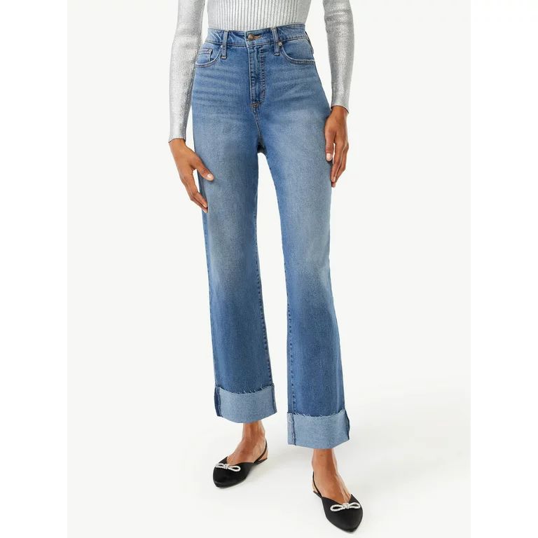 Scoop Women's Benton Ultra High Rise Cuffed Ankle Jeans - Walmart.com | Walmart (US)
