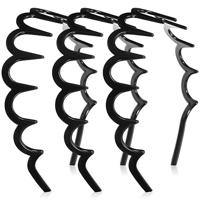 3 Pieces Shark Tooth Headbands Comb Plastic Hoop U Shaped Shark Tooth Hair Bands Black Zag Hairba... | Amazon (US)