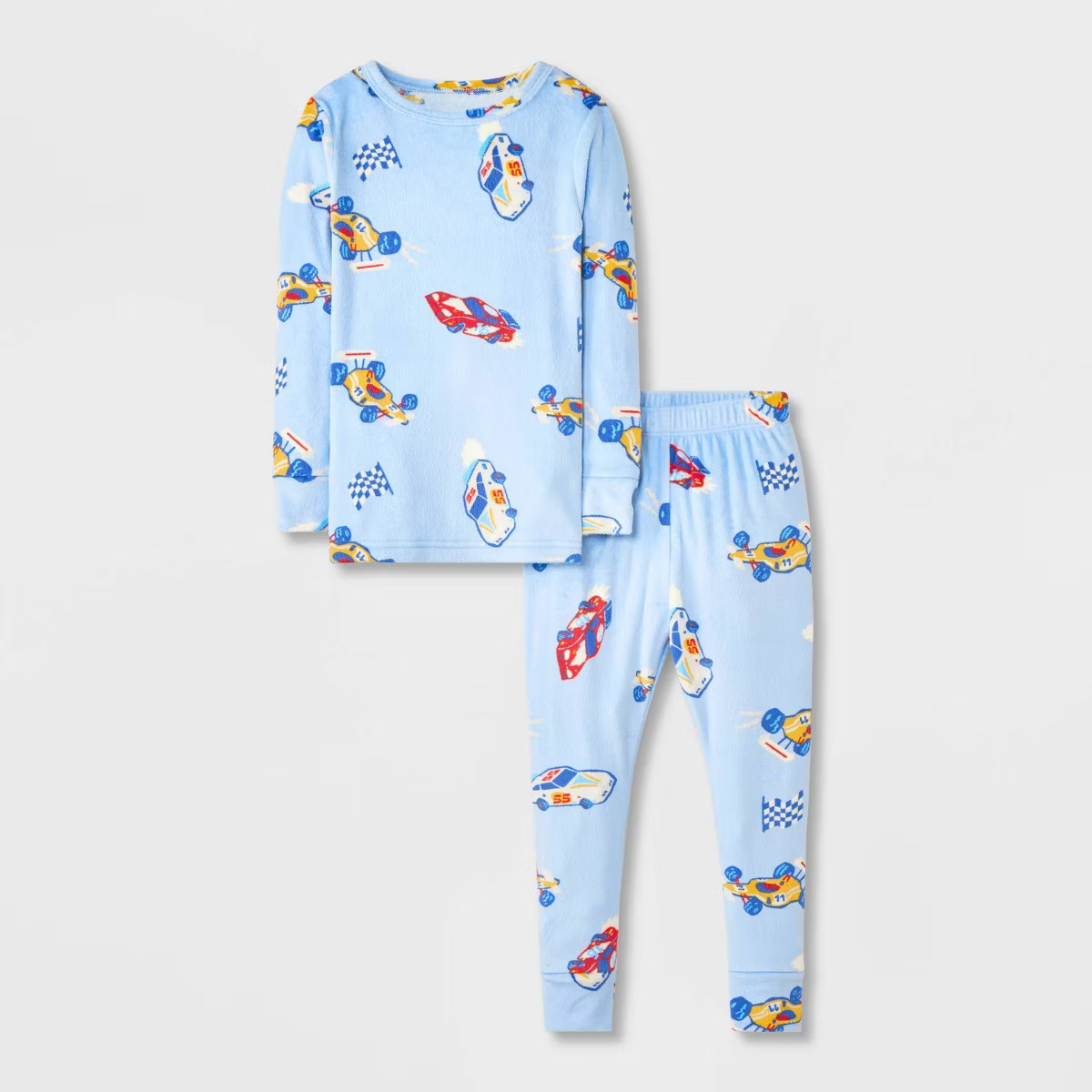 Toddler Boys' 2pc Snuggly Soft Snug Fit Pajama Set - Cat & Jack™ Blue/Yellow 12M | Target