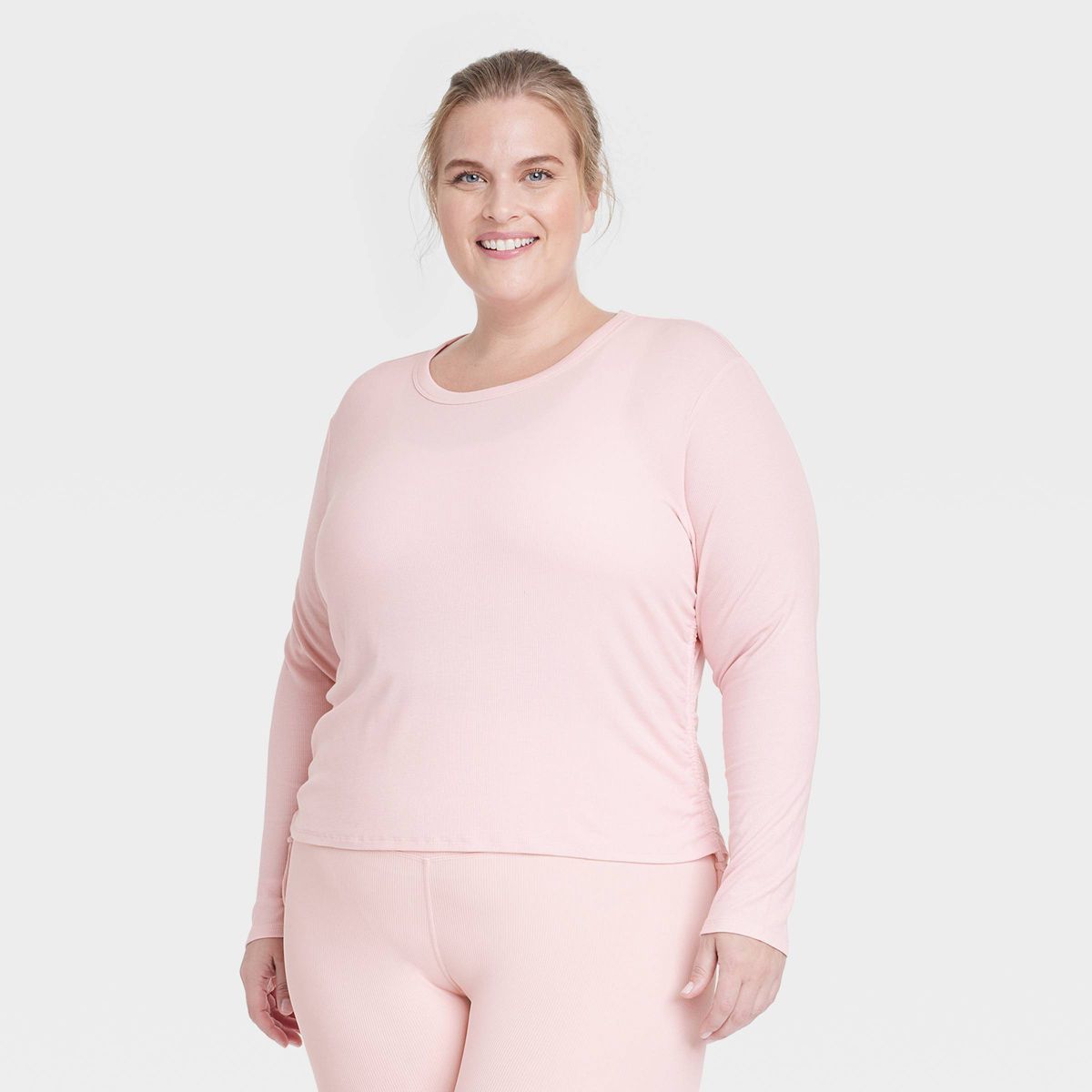 Women's Side Cinch Long Sleeve Top - All In Motion™ Light Pink XXL | Target