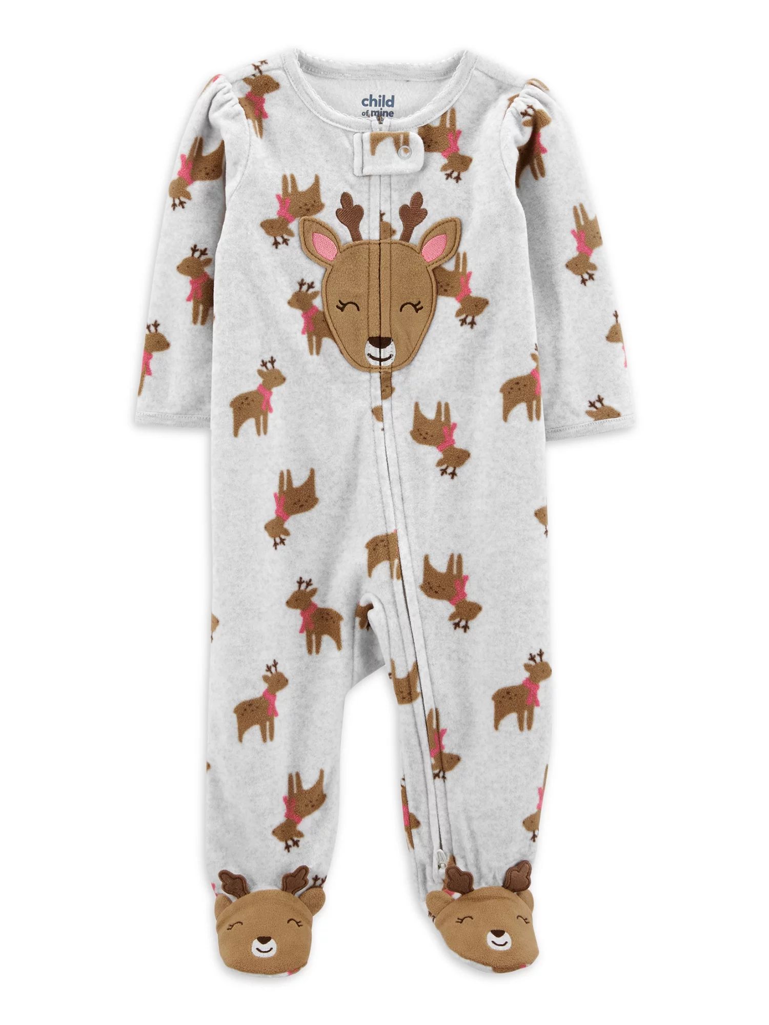 Child Of Mine Baby Girl Sleep N Play Deer Dress, Sizes 0M-9M - Walmart.com | Walmart (US)