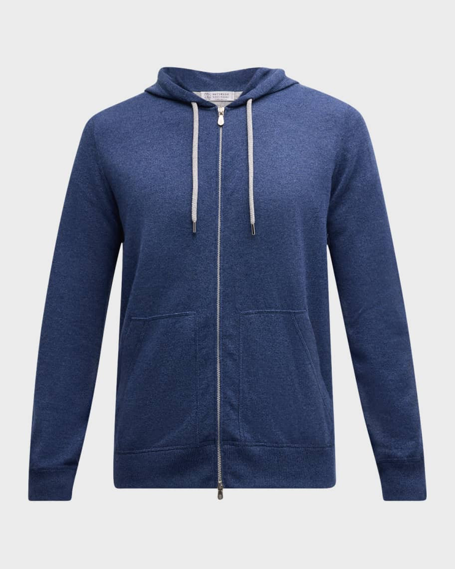 Brunello Cucinelli Men's Cashmere Full-Zip Hoodie | Neiman Marcus