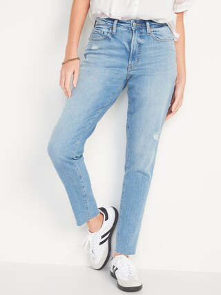 Curvy High-Waisted O.G. Straight Distressed Jeans for Women | Old Navy (US)