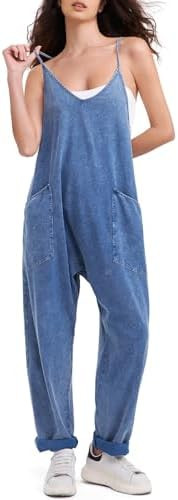 EXLURA Womens Casual Summer Jumpsuits 2026 Romper Bib Outfits Beach Vacation Denim Trendy Fashion... | Amazon (US)