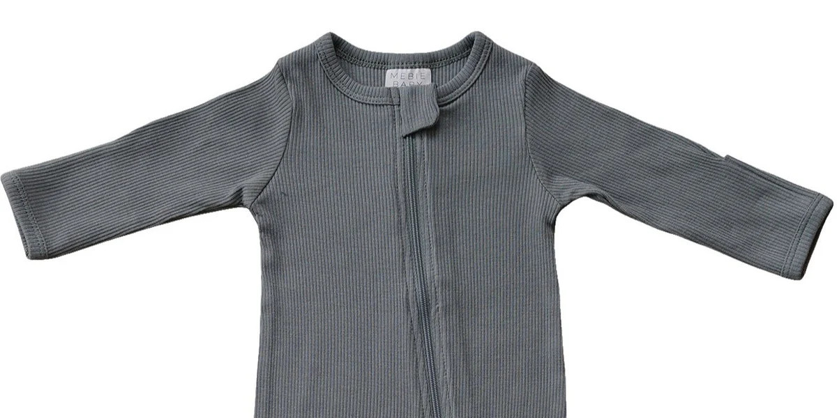Mebie Baby Grey Organic Cotton Ribbed Zipper | Mebie Baby