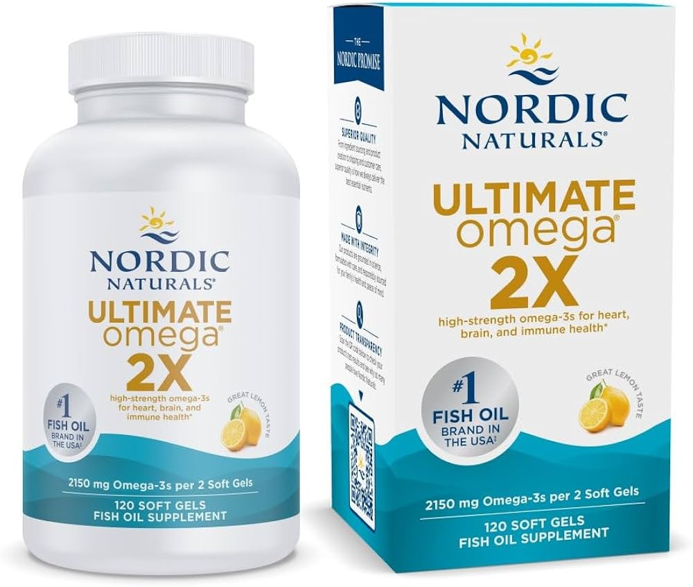 Nordic Naturals Ultimate Omega 2X, Lemon Flavor - 120 Soft Gels - 2150 mg Omega-3 - High-Potency ... | Amazon (US)