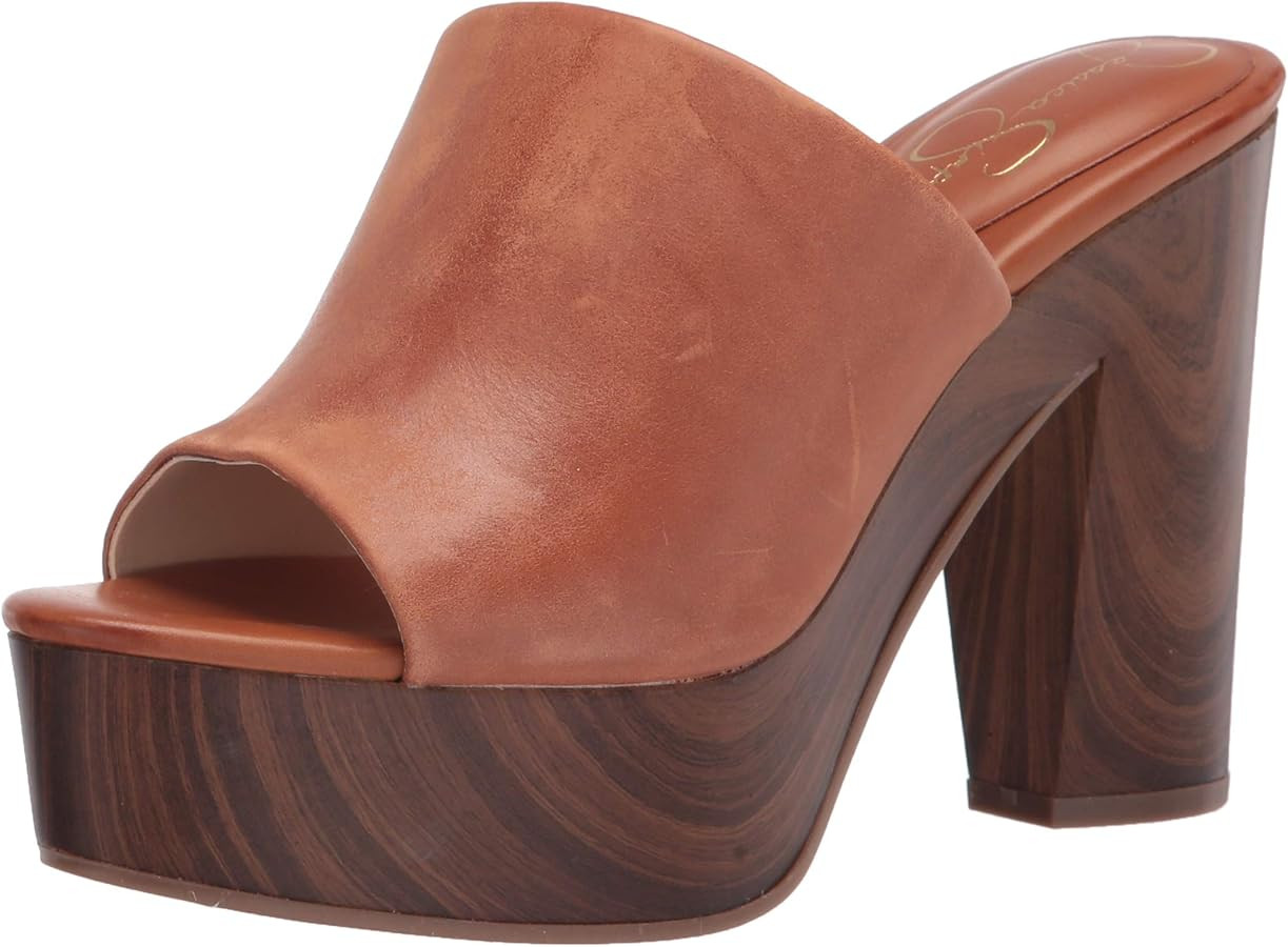 Jessica Simpson Women's Shelbie Block Heel Platform Heeled Sandal, Caramel, 7.5 | Amazon (US)