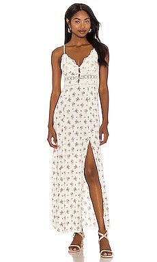 Free People Out And About Maxi Slip Dress in Ivory Combo from Revolve.com | Revolve Clothing (Global)