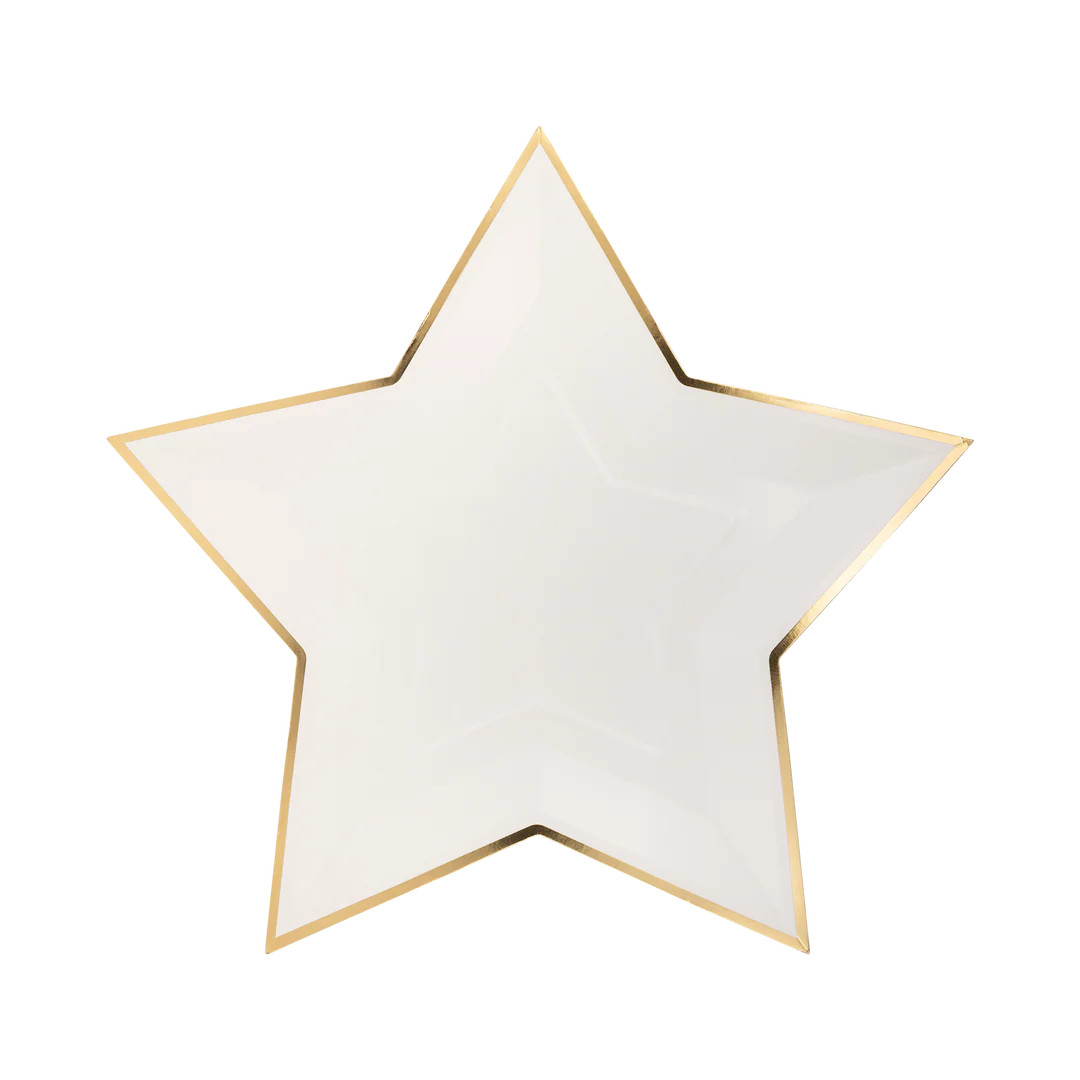 Cream Star Shaped Gold Foiled Paper Plate | My Mind's Eye