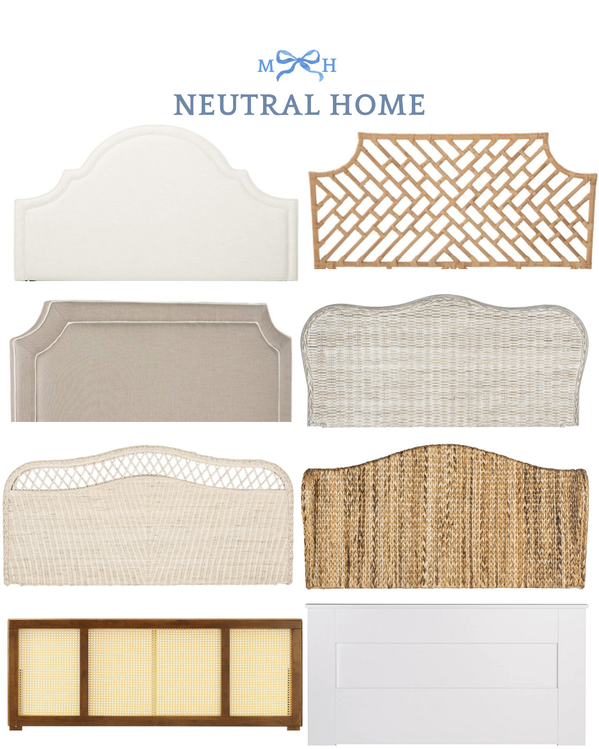 Neutral home decor bedroom bedding headboard Rattan woven natural cane white upholstered would | Amazon (US)