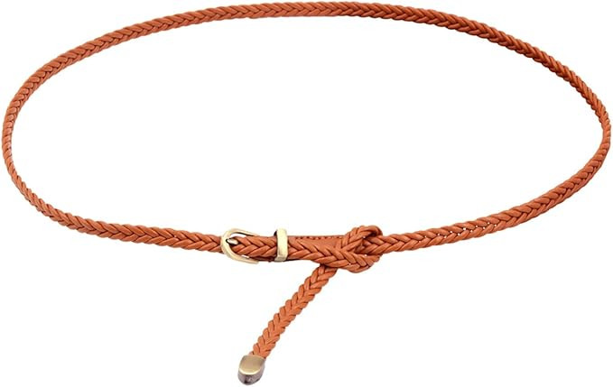Ayliss Braided Belt Women PU Leather Skinny Woven Belt for Jeans Pants Thin Dress Waist Belt with... | Amazon (US)