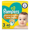 Pampers Premium Protection New Baby Size 3, 40 Nappies, 6kg - 10kg, Essential Pack | Boots.com