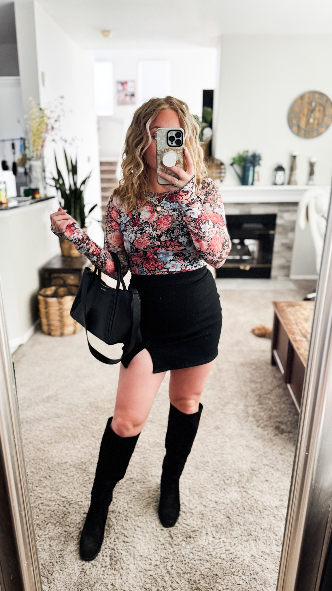 Date night concert outfit idea from amazon — long sleeve mesh floral top, black denim mini skirt, black handbag, and black knee high boots







Concert outfit
Date night outfit
Amazon fashion
On sale 

#LTKPetite #LTKSaleAlert #LTKFindsUnder50