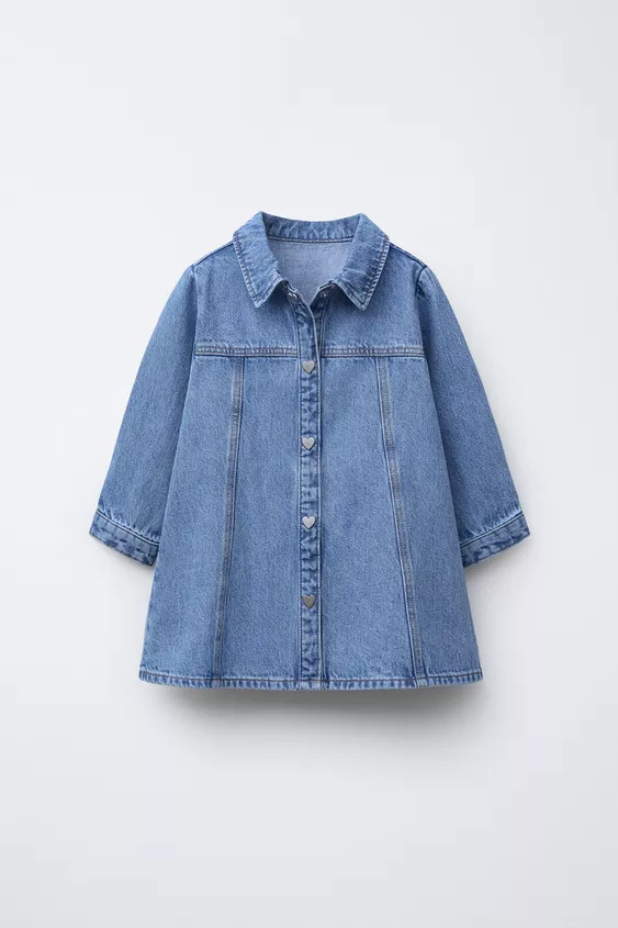 HEART BUTTON DENIM DRESS | Zara US