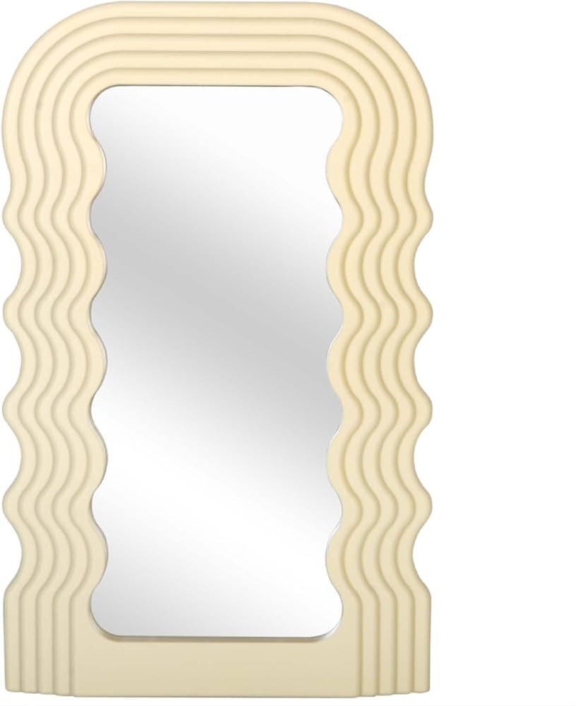 Simmer Stone Aesthetic Wall Mounted Mirror with Wave Irregular Frame Mirror, Decorative Desk Wall... | Amazon (US)