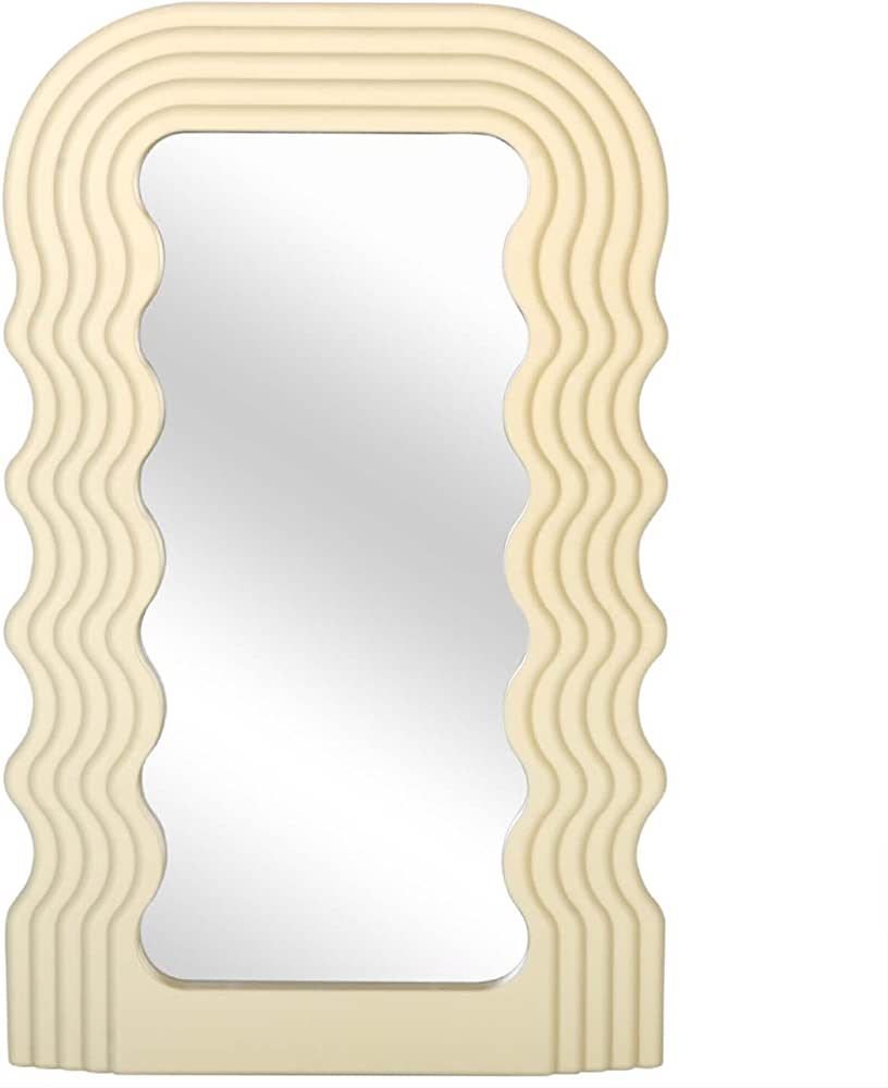 Simmer Stone Aesthetic Wall Mounted Mirror with Wave Irregular Frame Mirror, Decorative Desk Wall... | Amazon (US)