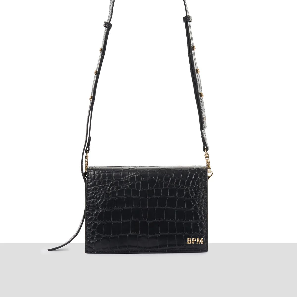 Black Croc 'Venice' Crossbody Bag | Azurina