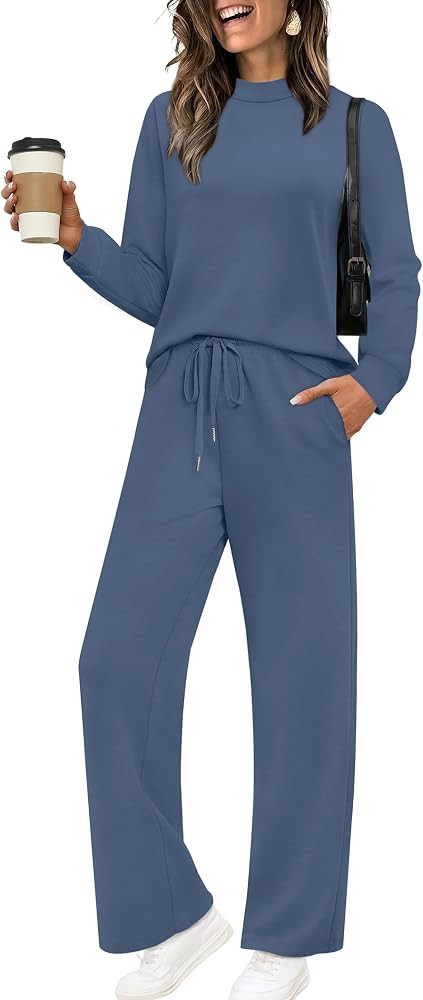 Sampeel Two Piece Sets for Women Mock Neck Matching Sets Loungewear Fall Clothes Travel Outfits F... | Amazon (US)