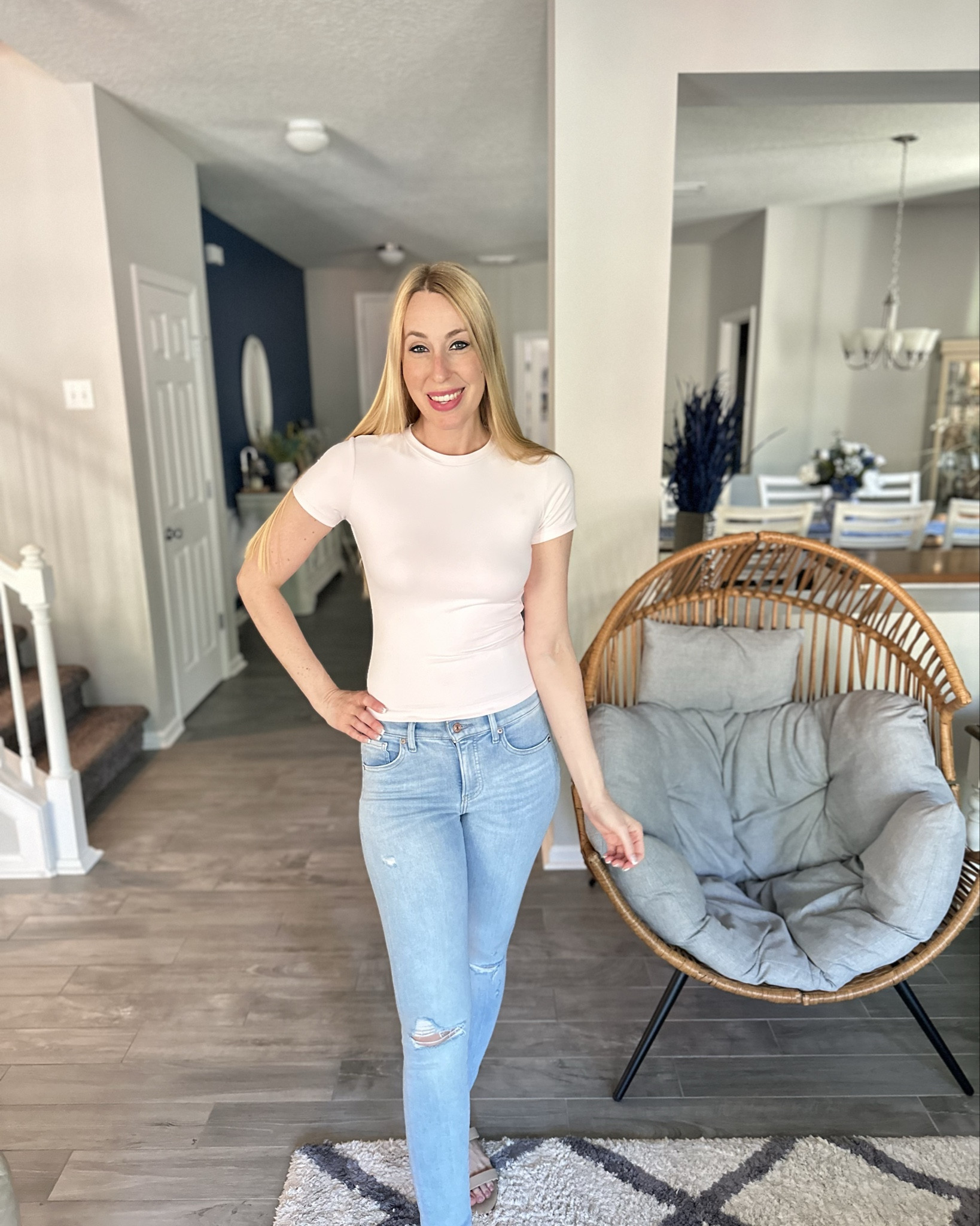 Buttery soft light pink tee
💓 has great stretch 
💓 wearing size small
💞 fits tts

#LTKtravel #LTKstyletip #LTKfindsunder50