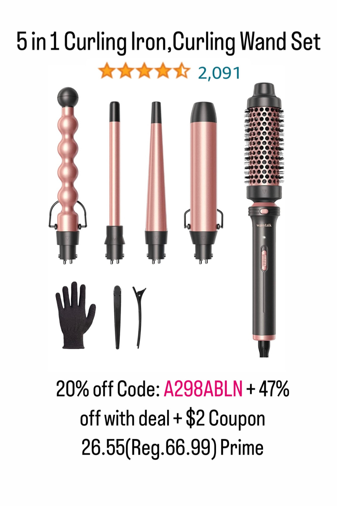 Amazon deals. 5 in 1 Curling Iron,Curling Wand Set with Curling Brush and 4 Interchangeable Ceramic Curling Wand

#LTKsalealert #LTKFind #LTKunder50