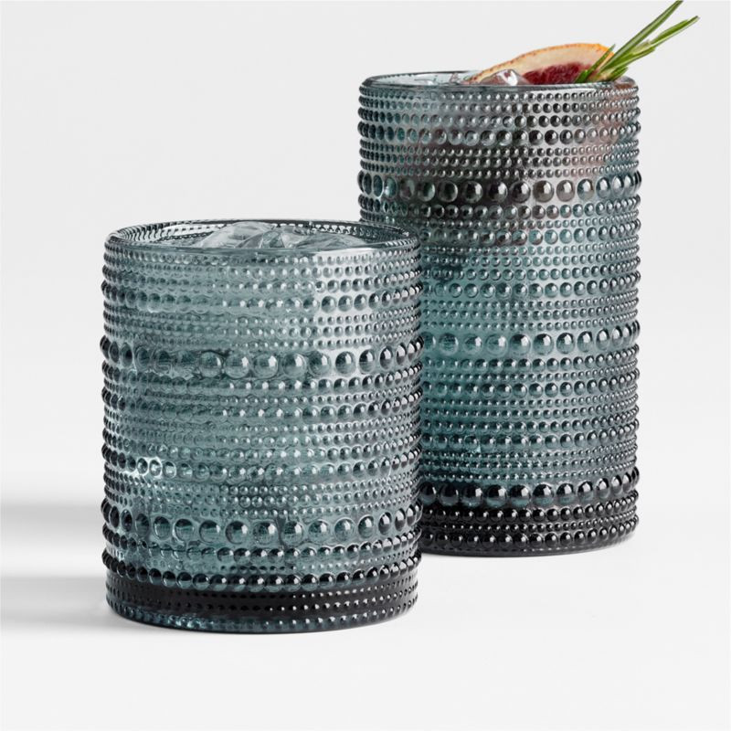 Alma Blue Highball and Double Old-Fashioned Glass | Crate & Barrel | Crate & Barrel