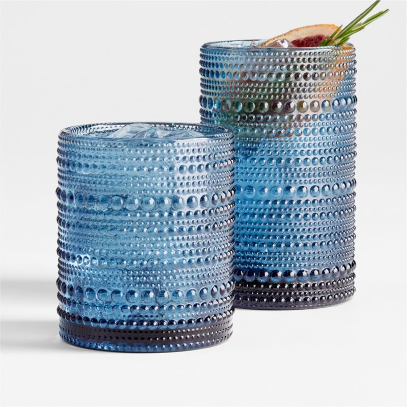 Alma Blue Highball and Double Old-Fashioned Glass | Crate & Barrel | Crate & Barrel