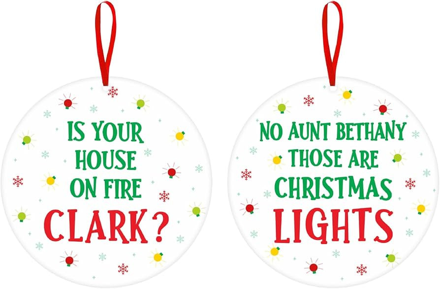 National Lampoon's Christmas Vacation Ornaments, 2 Pcs Funny Ceramic Christmas Tree Hanging Ornam... | Amazon (US)