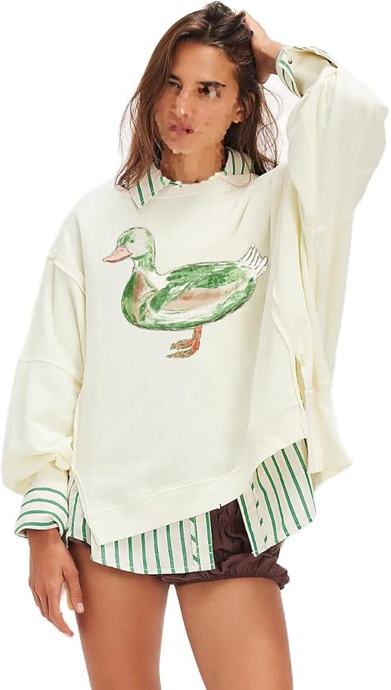 Amiblvowa Oversized Graphic Sweatshirt for Women Y2k Long Sleeve Drop Shoulder Crewneck Shirt Top... | Amazon (US)