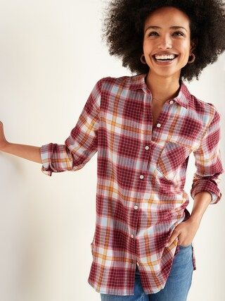 Patterned Flannel Tunic Shirt for Women | Old Navy (US)