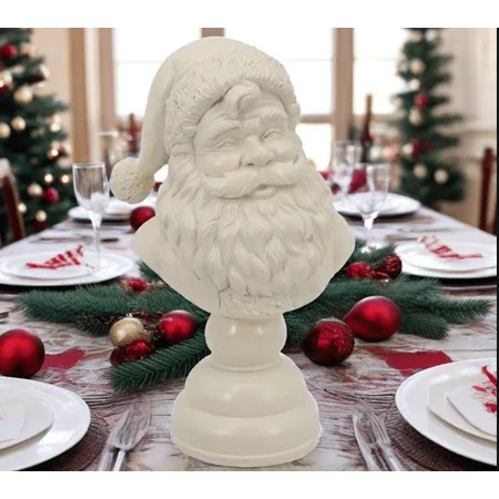 Kumdkd Santa Bust Christmas Tabletop Decoration - 6 inch White Resin Figurine, Classic Holiday Decor, Elegant & Durable, Perfect Gift | Walmart (US)