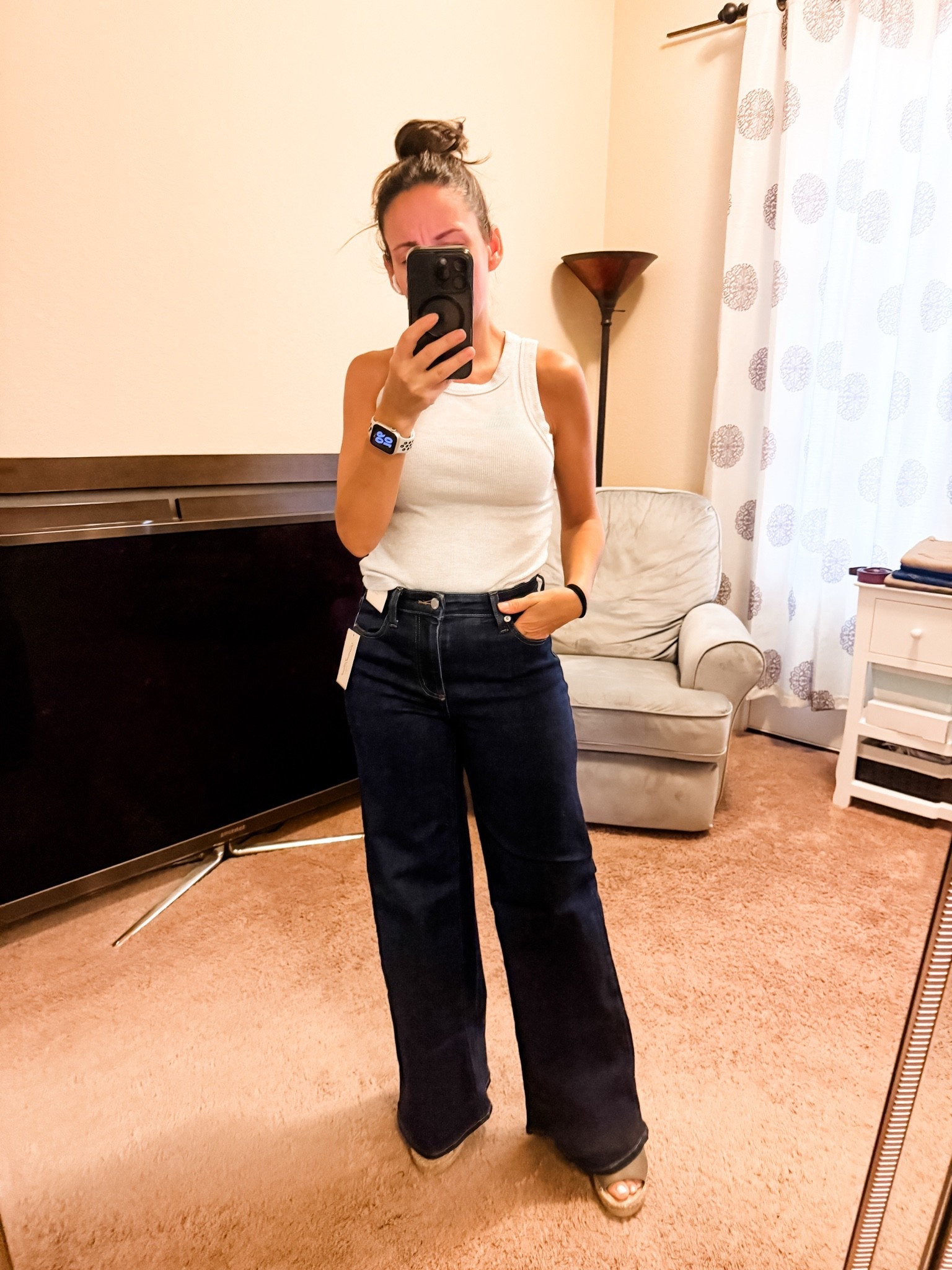 The wide-leg jeans I keep reaching for lately 🤍

These are an easy, everyday pair that look cute with everything from a simple tank to a sweater or blouse. And for my petites, I love the length with a little heel.

Fit note: these run big, so I’d recommend sizing down.

Wearing my usual petite-friendly styling: simple white tank + wide-leg denim + hair up because we’re keeping it real. 😂

🤍 Linked everything here!

#LTKPetite #LTKOver40 #LTKootd