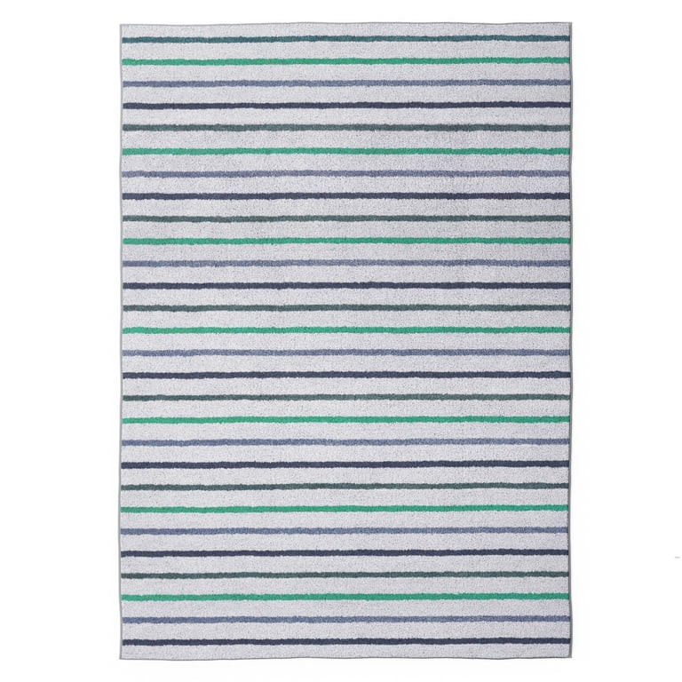 Mainstays Kids Tufted Blue and Green Stripe Area Rug, 5' x 7' | Walmart (US)