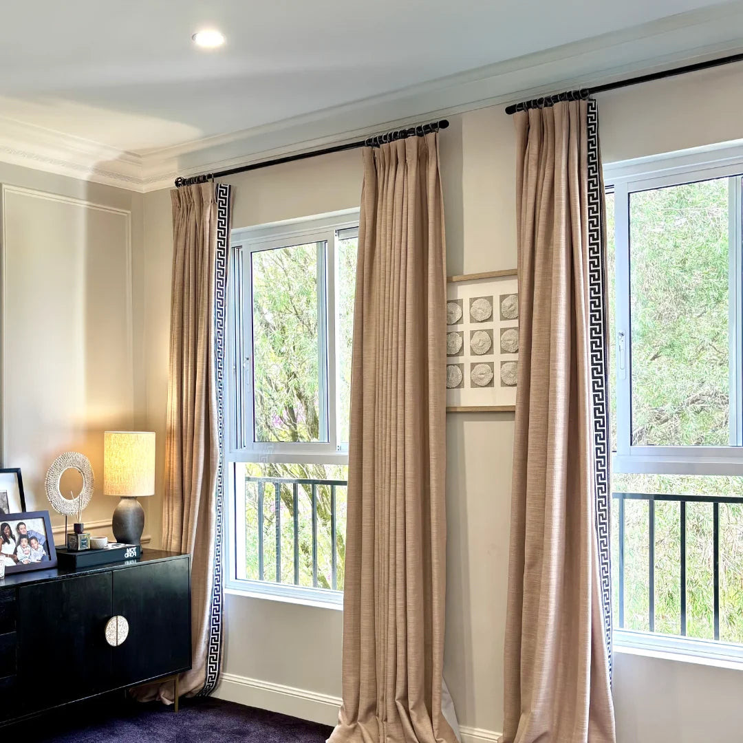 Liz Linen Curtains with Border Trim (Sold per Pair) | TWOPAGES