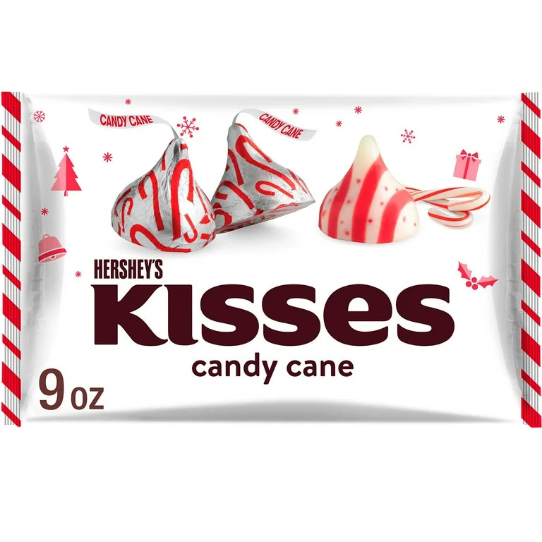 Hershey's Kisses Candy Cane Flavored Christmas Candy, Bag 9 oz | Walmart (US)