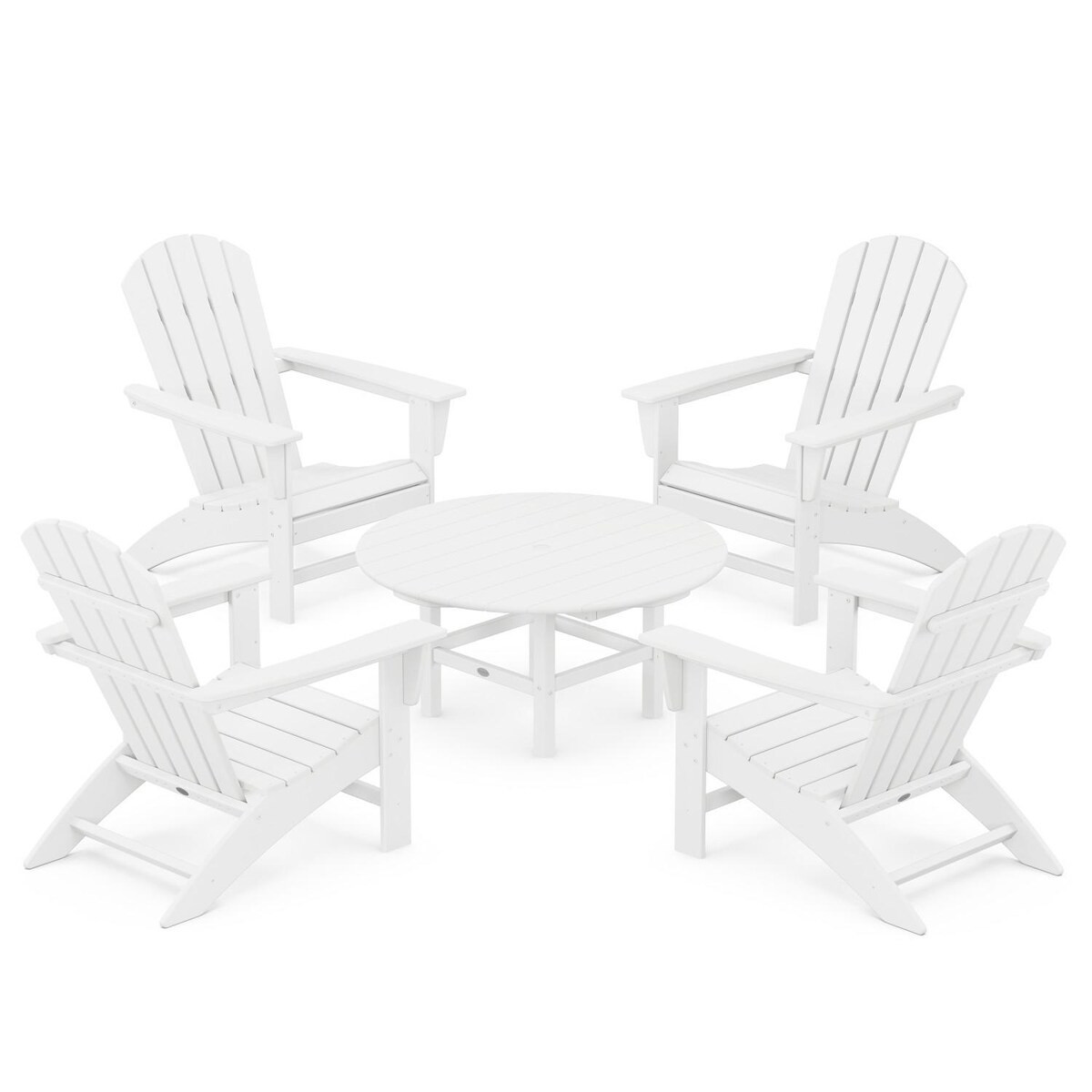 POLYWOOD Nautical 5 Pc Recycled Plastic Seating Set in White by - PWS705-1-WH | BBQ Guys