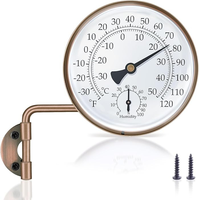 4 Inch Brass Outdoor Thermometer, Outside Decorative Thermometer for Patio, Window, Greenhouse, G... | Amazon (US)
