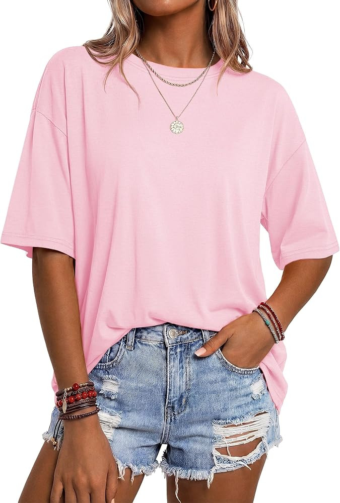 YUCOLEN Oversized Tshirts for Women Cotton Loose Tops | Amazon (US)