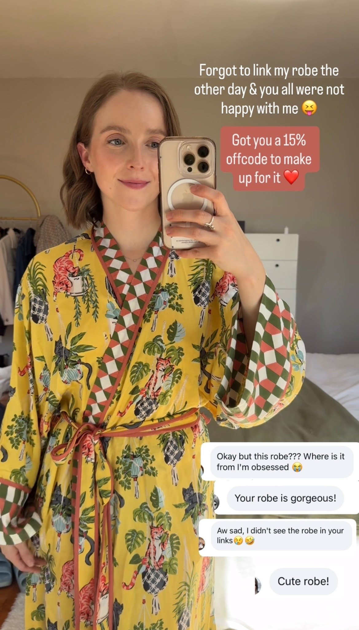 Eco silk robe with cats and plant print! 15% off w code TWOSCOOPS15
Printfresh wearing size small



#LTKHome #LTKPetite #LTKSaleAlert