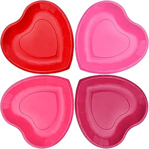 EPHYO 96PCS Valentines Day Plates 9in Heart Paper Plates Pink and Red Disposable Dinnerware for D... | Amazon (US)