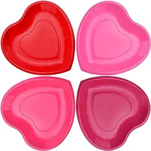 EPHYO 96PCS Valentines Day Plates 9in Heart Paper Plates Pink and Red Disposable Dinnerware for D... | Amazon (US)