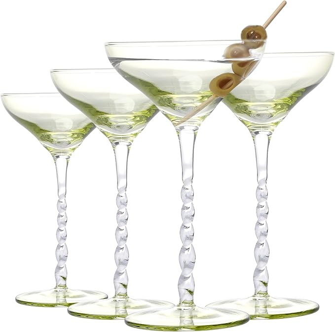 WHOLE HOUSEWARES Martini Glasses Set of 4 - Exquisite Style Drinking Glass - Dishwasher Safe Vint... | Amazon (US)