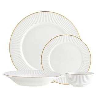 Godinger 16-Piece Seasonal Gold Porcelain Dinnerware Set (Service for 4) 82866 - The Home Depot | The Home Depot