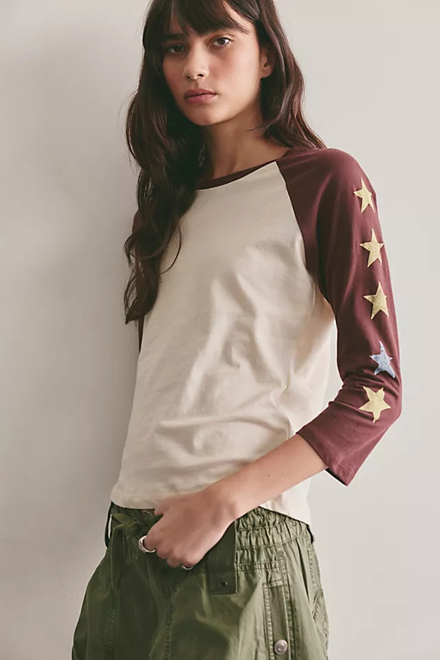 Daydreamer Star Raglan Sleeve Baseball Tee | Free People (Global - UK&FR Excluded)